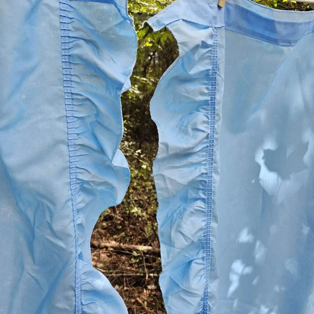 Vintage Sears 1970s–80s Light Blue Ruffled Curtain Panels Pair 41